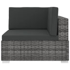 Sofa-Eckteil mit Kissen Poly Rattan Grau