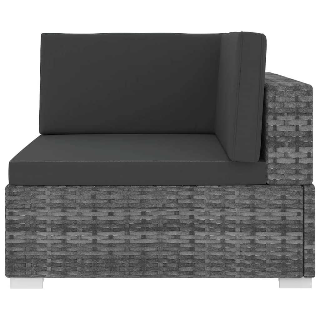 Sofa-Eckteil mit Kissen Poly Rattan Grau