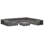 10-tlg. Garten-Lounge-Set mit Auflagen Poly Rattan Grau