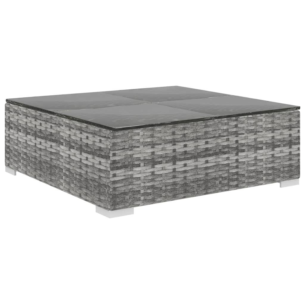 10-tlg. Garten-Lounge-Set mit Auflagen Poly Rattan Grau