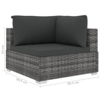 10-tlg. Garten-Lounge-Set mit Auflagen Poly Rattan Grau