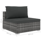 10-tlg. Garten-Lounge-Set mit Auflagen Poly Rattan Grau