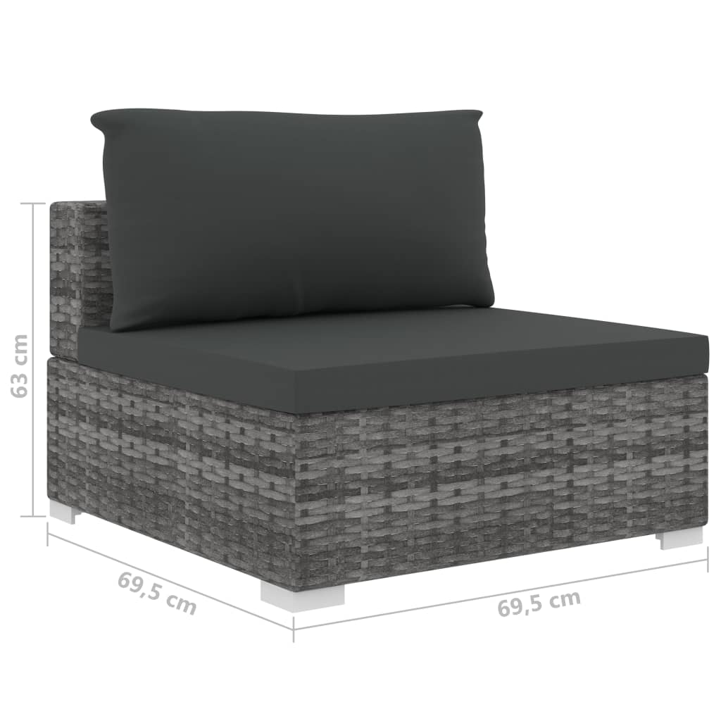 10-tlg. Garten-Lounge-Set mit Auflagen Poly Rattan Grau