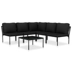 6-tlg. Garten-Lounge-Set mit Auflagen Schwarz PVC