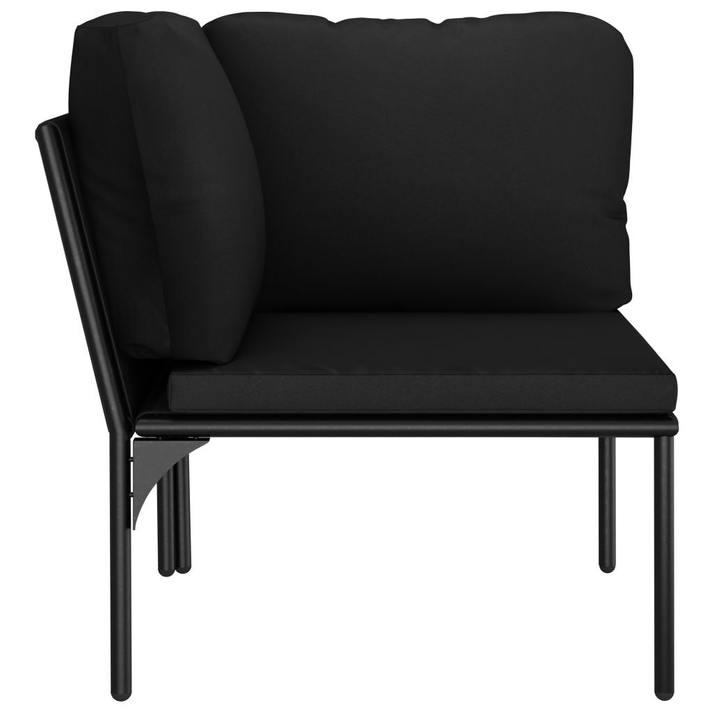 6-tlg. Garten-Lounge-Set mit Auflagen Schwarz PVC