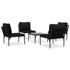 5-tlg. Garten-Lounge-Set mit Auflagen Schwarz PVC