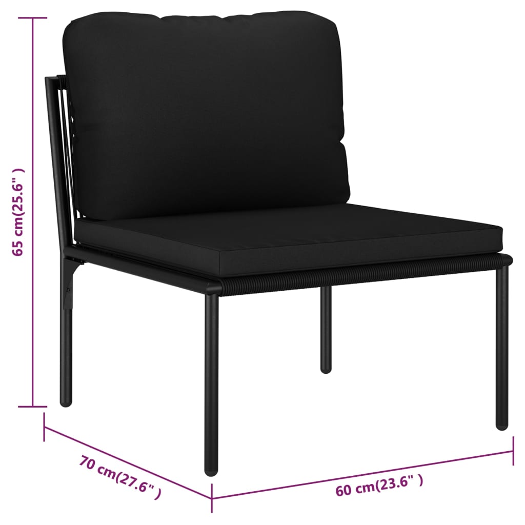 5-tlg. Garten-Lounge-Set mit Auflagen Schwarz PVC