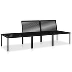 3-tlg. Garten-Lounge-Set mit Auflagen Schwarz PVC