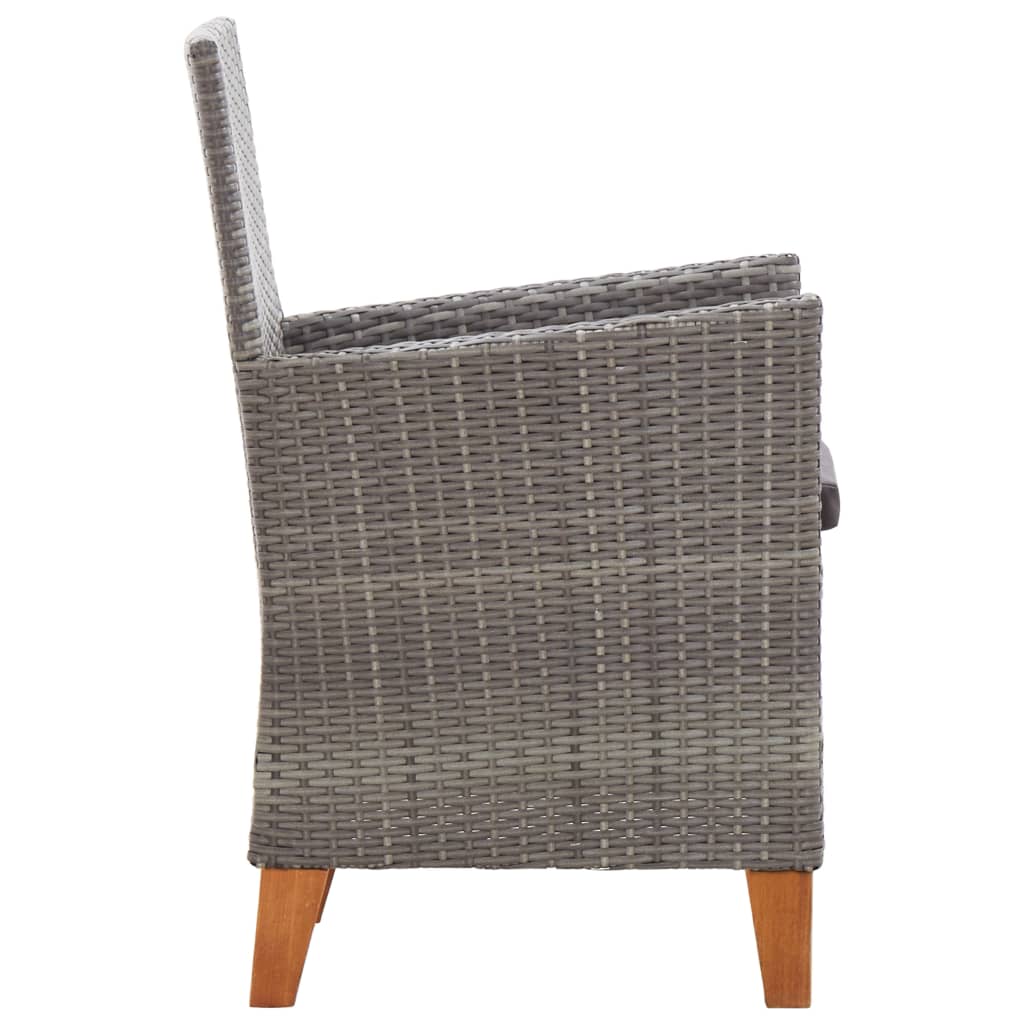 9-tlg. Garten-Essgruppe Poly Rattan und Massivholz Akazie Grau
