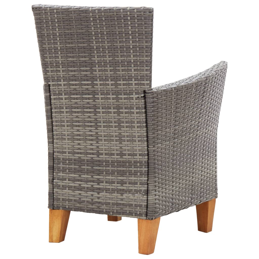 9-tlg. Garten-Essgruppe Poly Rattan und Massivholz Akazie Grau