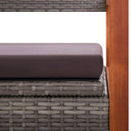 Bank mit Stauraum 115 cm Poly Rattan Massivholz Akazie Grau