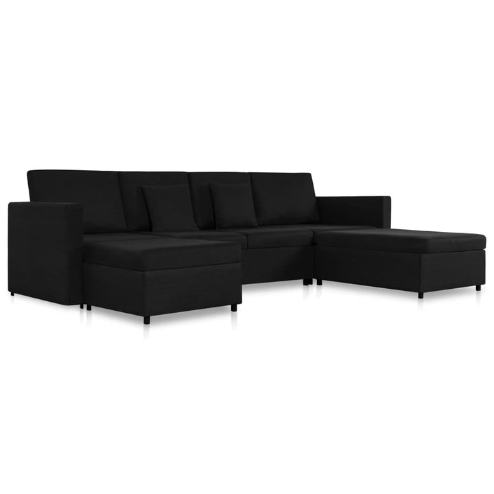 4-Sitzer Ausziehbares Schlafsofa Stoff Schwarz