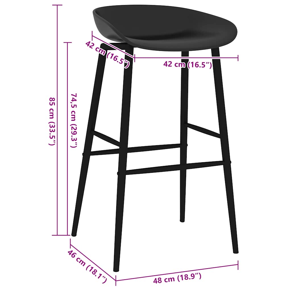 Barhocker 2 Stk. Schwarz