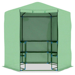vidaXL Gewächshaus mit Ablagen Stahl 227x223 cm