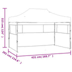 Partyzelt Faltbar mit 3 Seitenteilen 291x413x315 cm Weiß