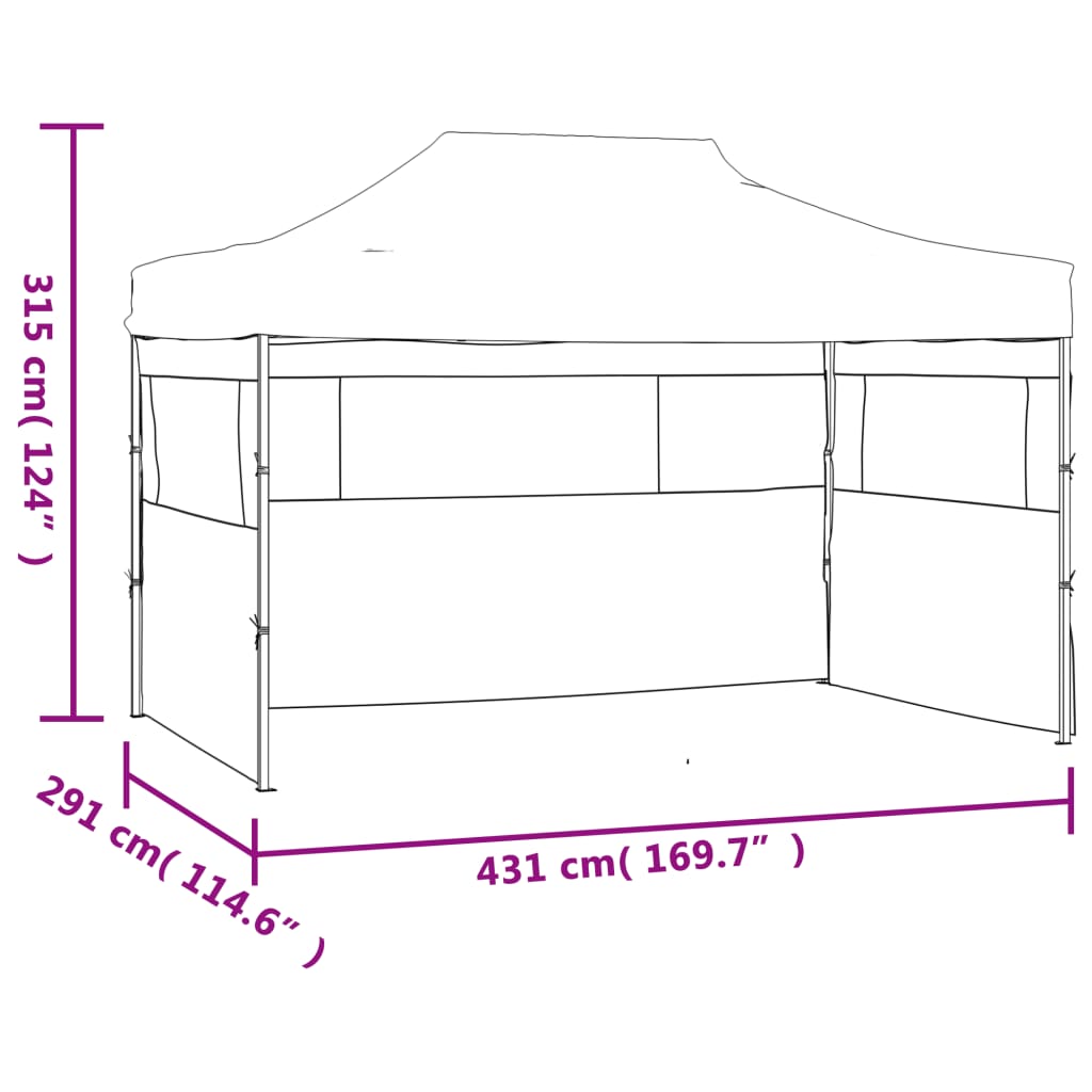 Partyzelt Faltbar mit 3 Seitenteilen 291x413x315 cm Weiß