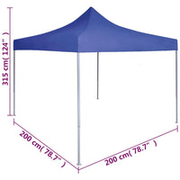 Profi-Partyzelt Faltbar 2×2 m Stahl Blau