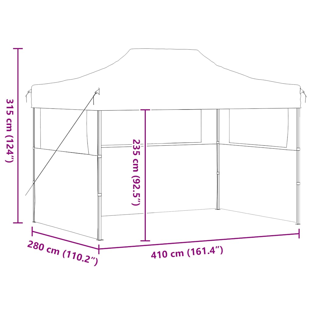 Profi-Partyzelt Faltbar mit 3 Seitenwänden 280x410x315 cm Stahl Weiß
