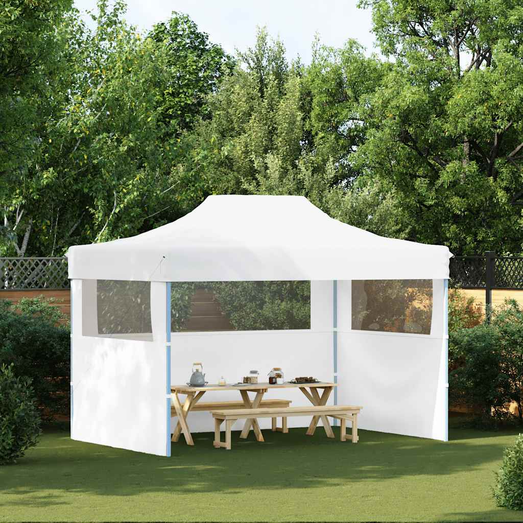 Profi-Partyzelt Faltbar mit 3 Seitenwänden 280x410x315 cm Stahl Weiß