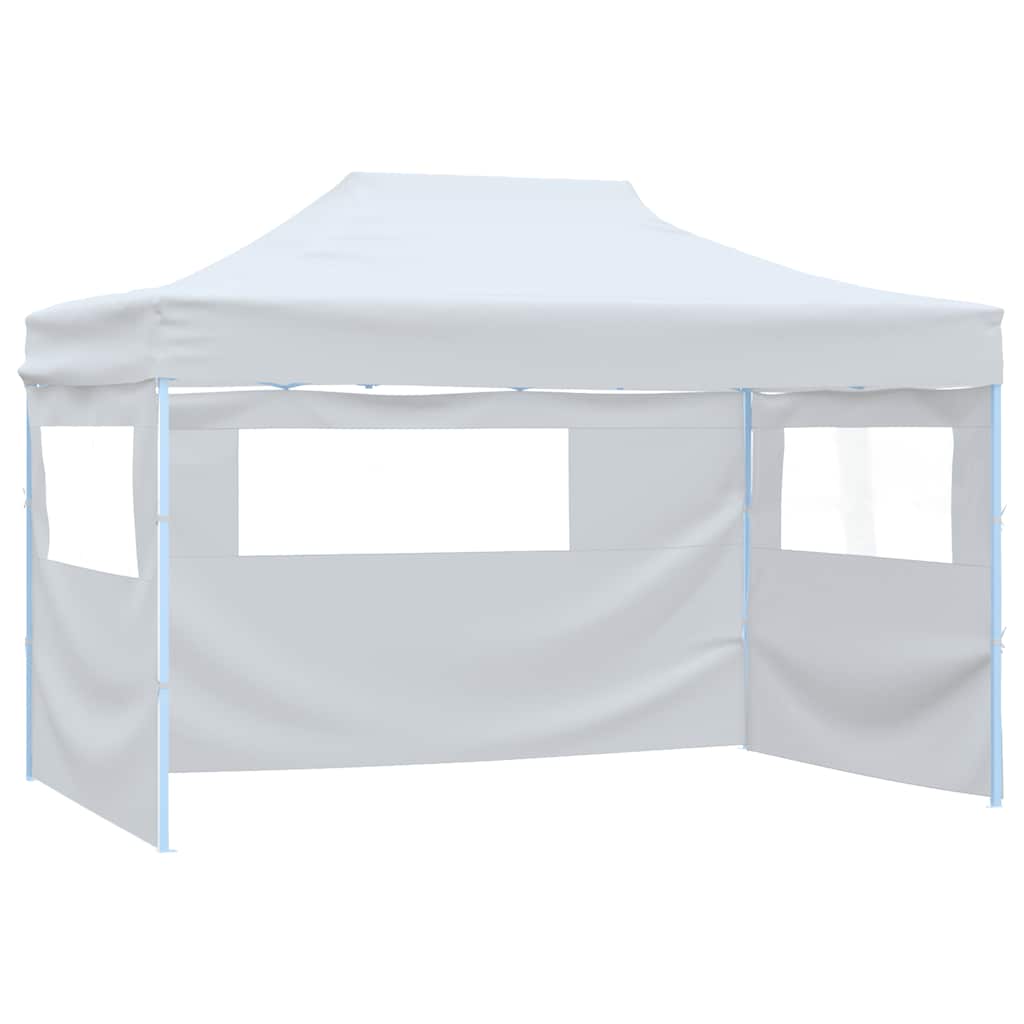 Profi-Partyzelt Faltbar mit 4 Seitenwänden 280x410x315 cm Stahl Weiß