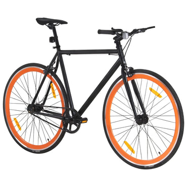 Fahrrad mit Festem Gang Schwarz und Orange 700c 55 cm