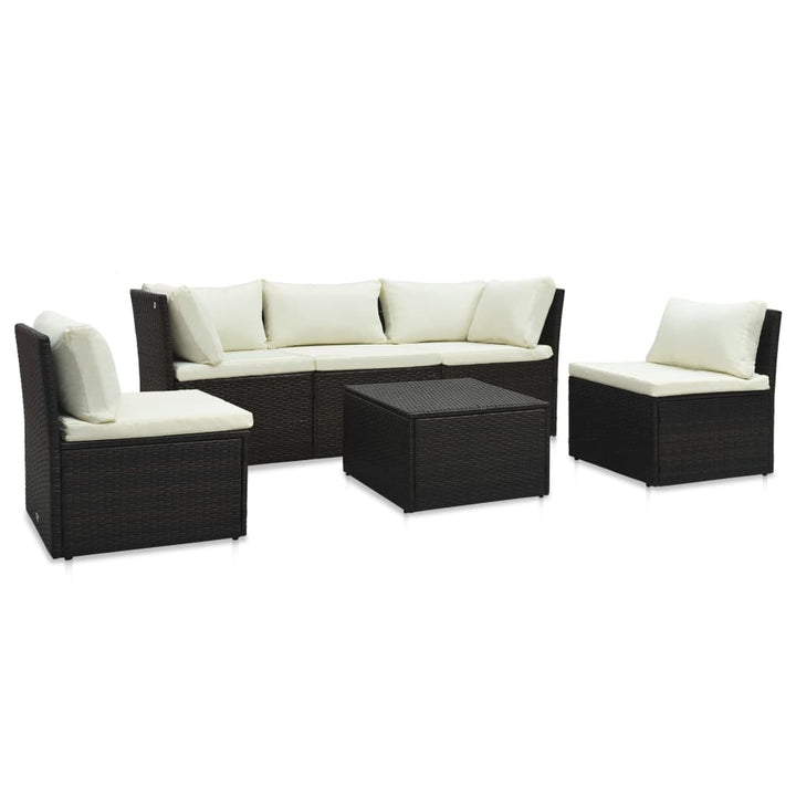 4-tlg. Garten-Lounge-Set mit Kissen Poly-Rattan Braun