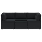4-tlg. Garten-Lounge-Set mit Auflagen Poly Rattan Schwarz