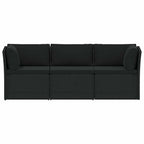 4-tlg. Garten-Lounge-Set mit Auflagen Poly Rattan Schwarz
