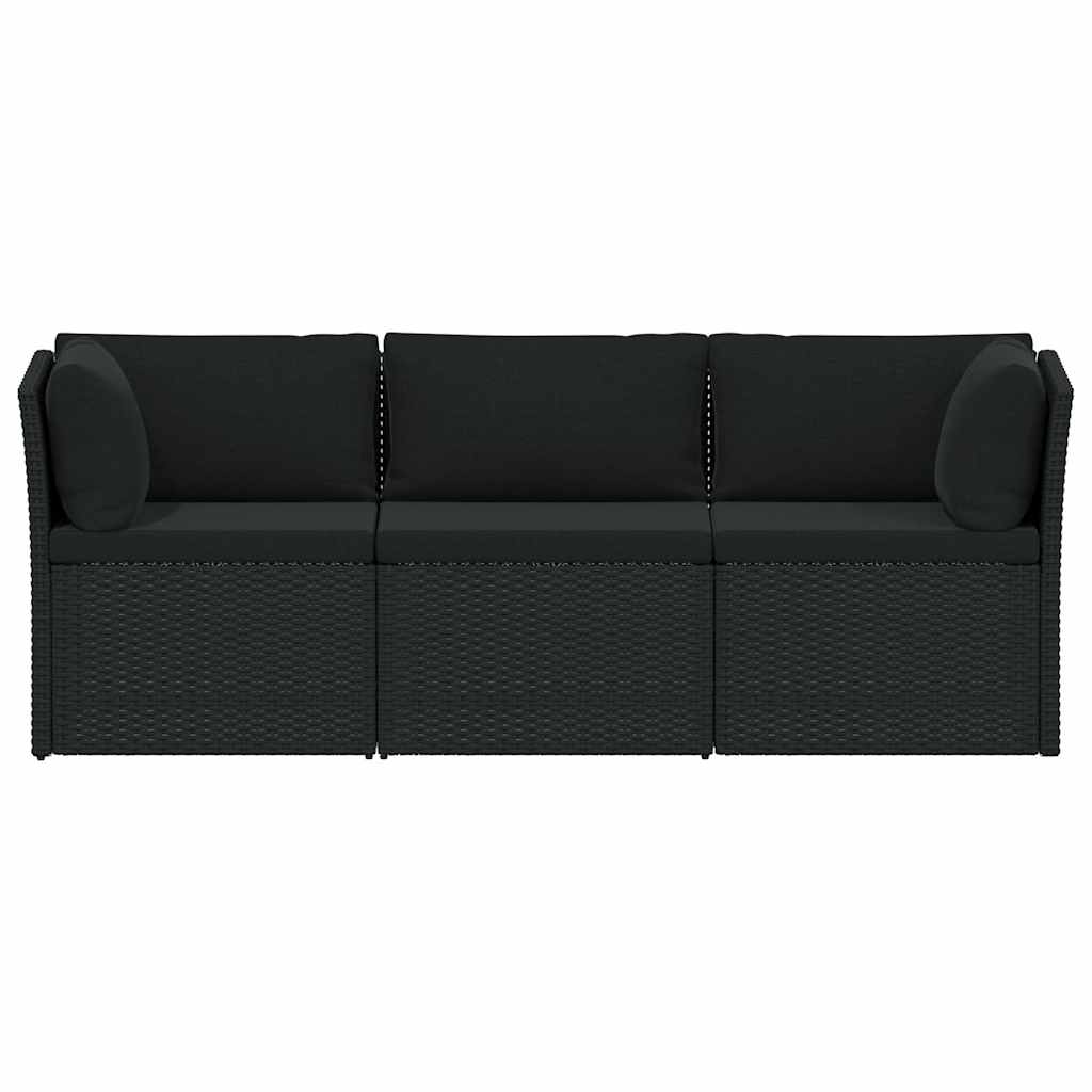4-tlg. Garten-Lounge-Set mit Auflagen Poly Rattan Schwarz