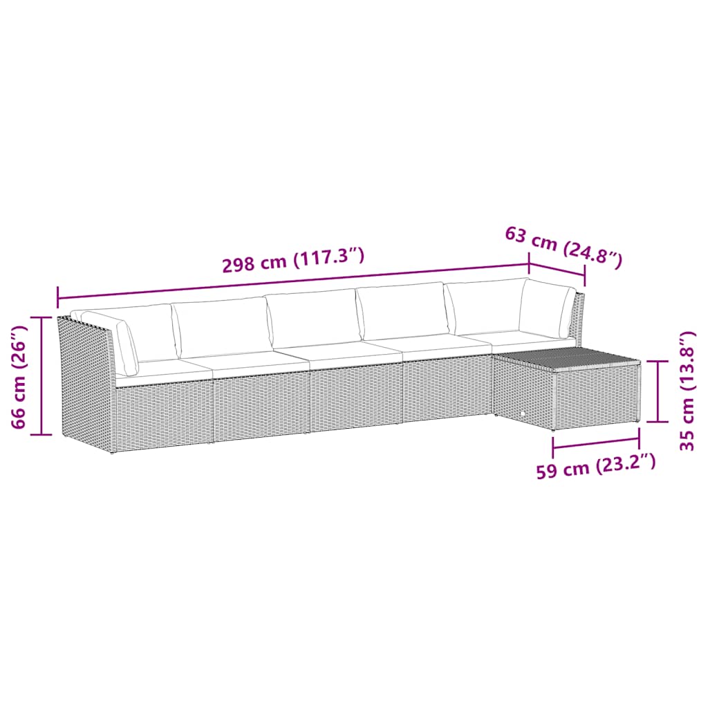 4-tlg. Garten-Lounge-Set mit Auflagen Poly Rattan Schwarz