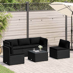 4-tlg. Garten-Lounge-Set mit Auflagen Poly Rattan Schwarz