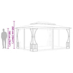 Pavillon mit Netz 300x400x265 cm Creme