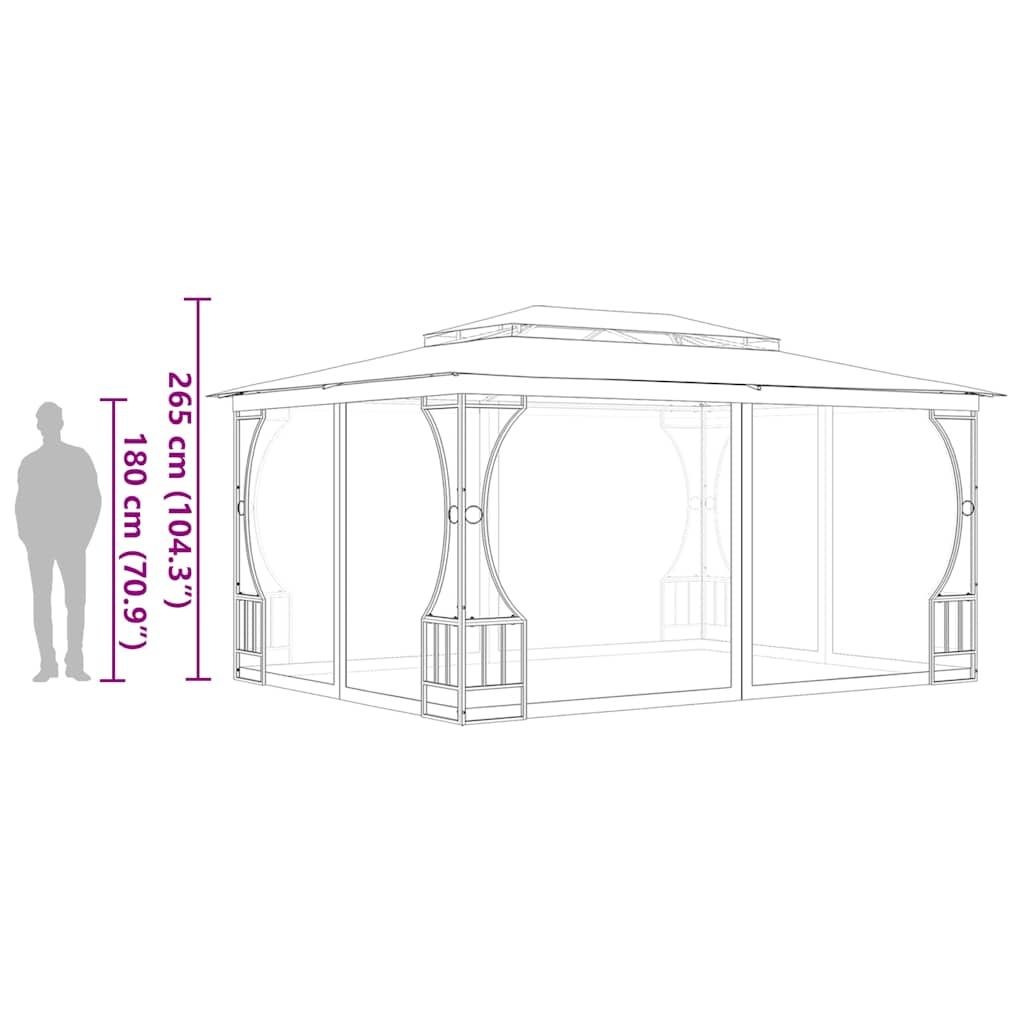 Pavillon mit Netz 300x400x265 cm Creme