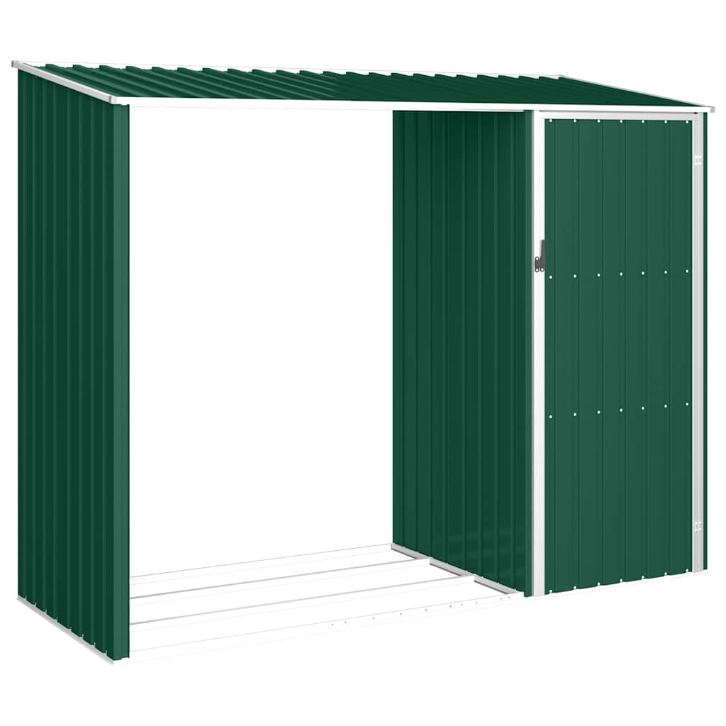 vidaXL Garten Brennholzlager Grün 245x98x159 cm Verzinkter Stahl