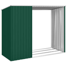 vidaXL Garten Brennholzlager Grün 245x98x159 cm Verzinkter Stahl