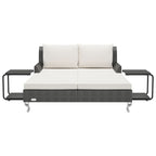 2-Personen-Sonnenliege mit Auflagen Poly Rattan Schwarz