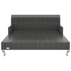 2-Personen-Sonnenliege mit Auflagen Poly Rattan Schwarz