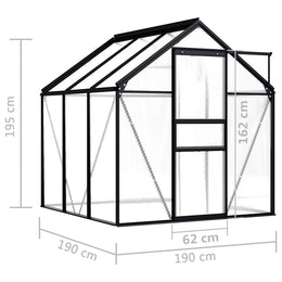 vidaXL Gewächshaus Anthrazit Aluminium 3,61 m²