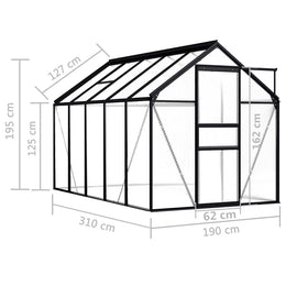 vidaXL Gewächshaus Anthrazit Aluminium 5,89 m²