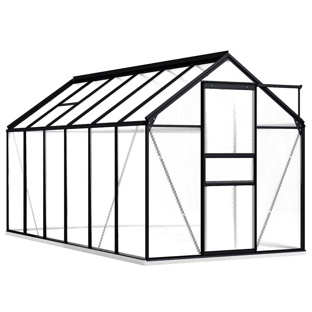 vidaXL Gewächshaus mit Fundament Anthrazit Aluminium 7,03 m²