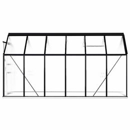 vidaXL Gewächshaus mit Fundament Anthrazit Aluminium 7,03 m²