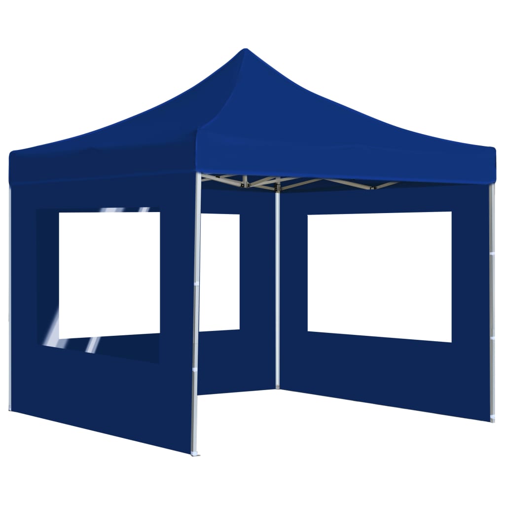 Profi-Partyzelt Faltbar mit Wänden Aluminium 2×2m Blau