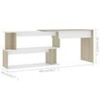 Eckschreibtisch Weiß Sonoma-Eiche 200x50x76 cm Holzwerkstoff