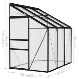 vidaXL Gewächshaus Anthrazit Aluminium 3,8 m³