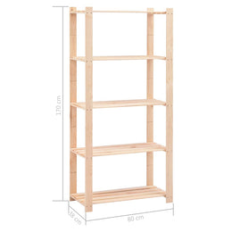Lagerregale 5 Böden 2 Stk. 80×38×170cm Kiefer Massivholz 250kg