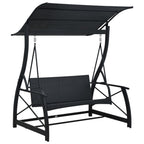 Hollywoodschaukel 3-Sitzer mit Dach Poly Rattan Schwarz