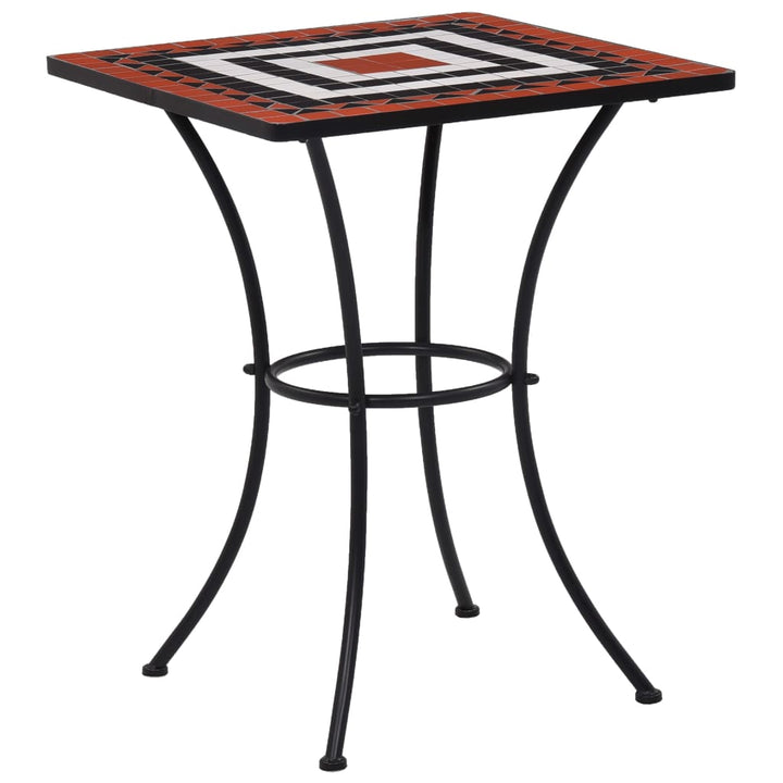 3-tlg. Bistro-Set Mosaik Keramik Terrakotta und Weiß