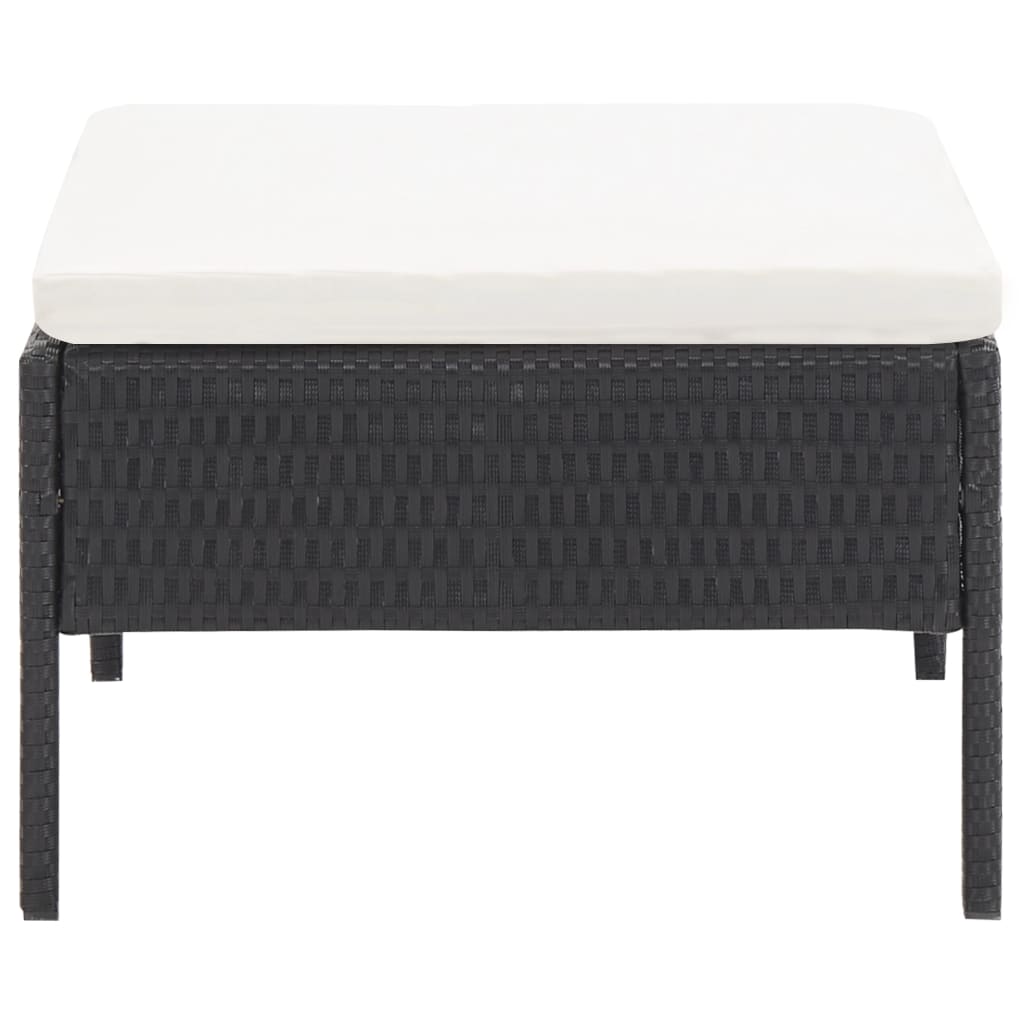 6-tlg. Garten-Lounge-Set mit Auflagen Poly Rattan Schwarz