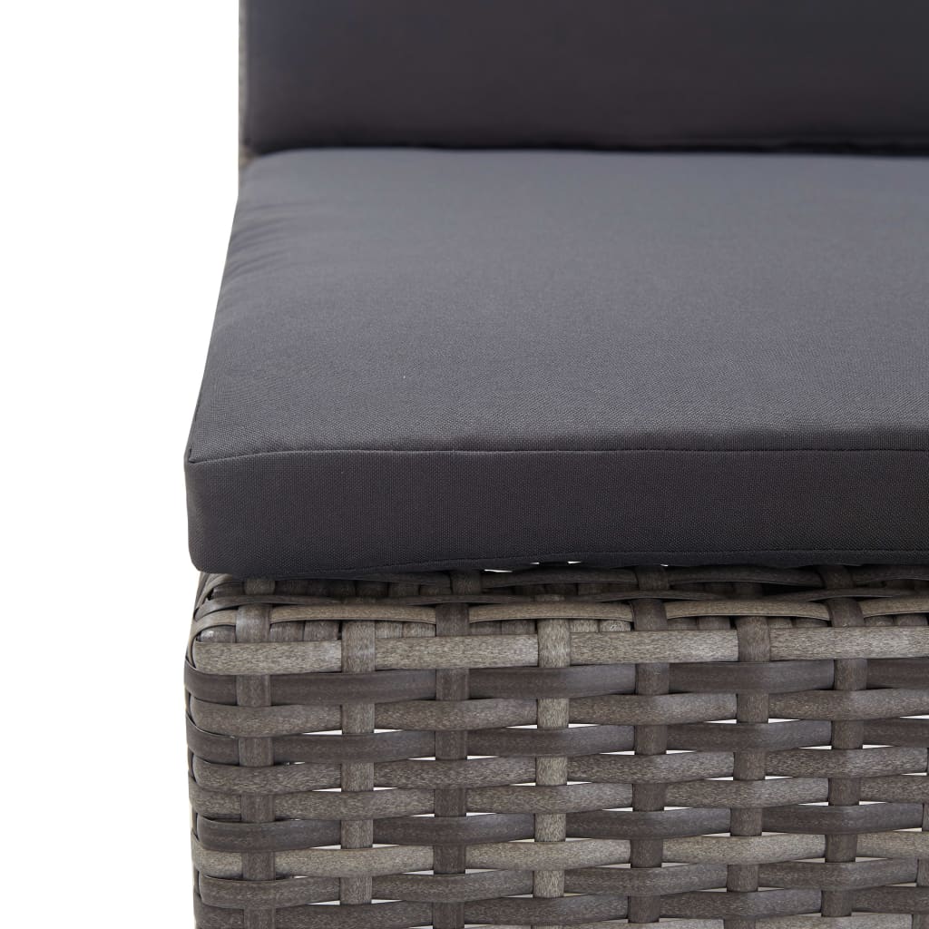 6-tlg. Garten-Sofagarnitur mit Auflagen Poly Rattan Grau