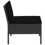 6-tlg. Garten-Lounge-Set mit Auflagen Poly Rattan Schwarz